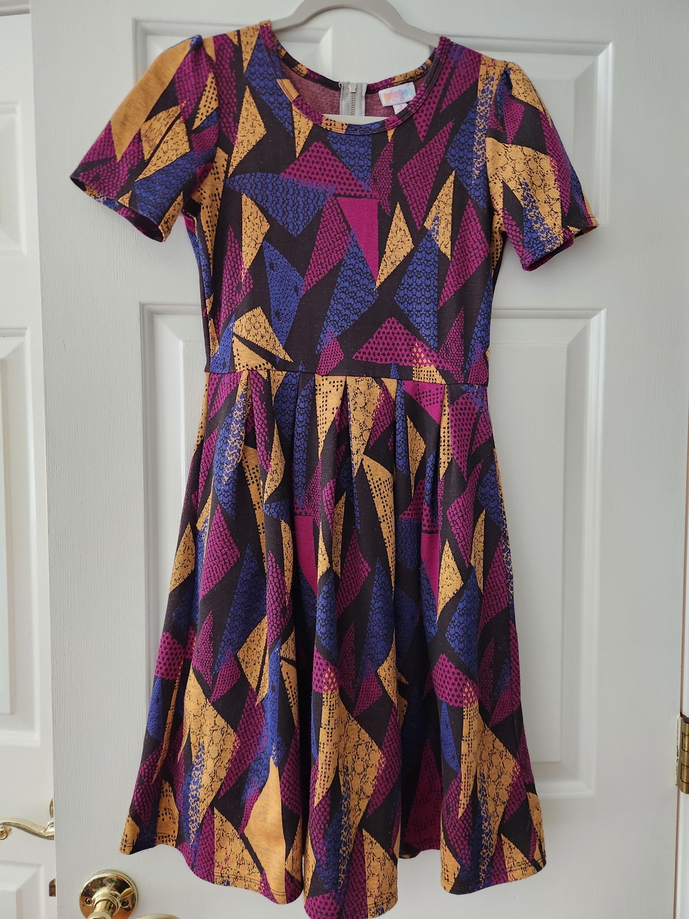 LuLaRoe Women's Amelia Multicolor Geometric Fit & Flare Dress Artsy, Small